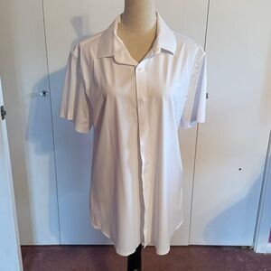 Sleek white  Men's Casual Button Down Shirt